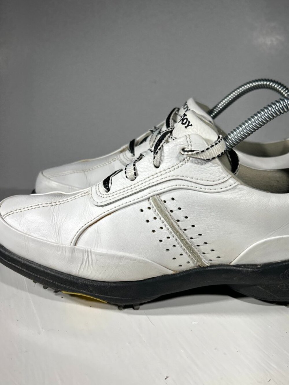 Footjoy eComfort Womens Leather Golf Shoes Size 6 M White Soft Spike Sneakers